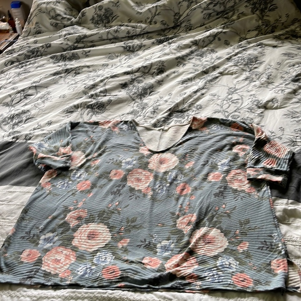 Pretty blue and rose top.